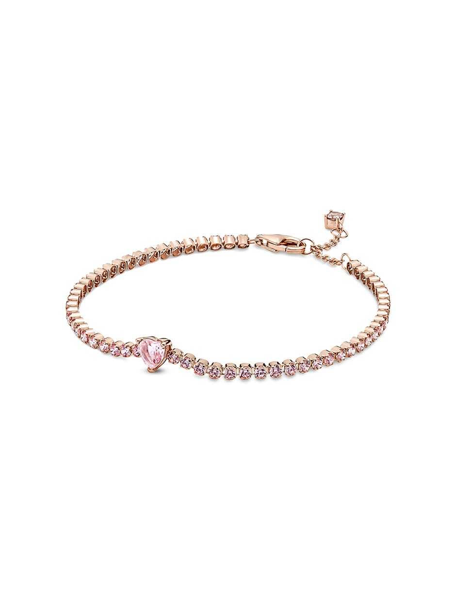 Pulsera Tenis Flexible Zirconias Rosas