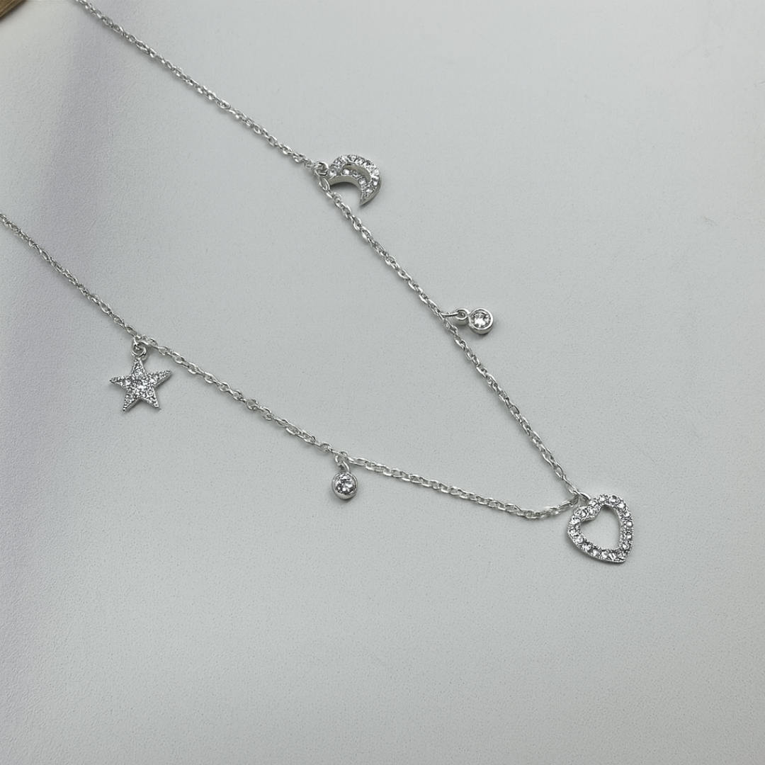 Collar Luna, Corazón y Estrella