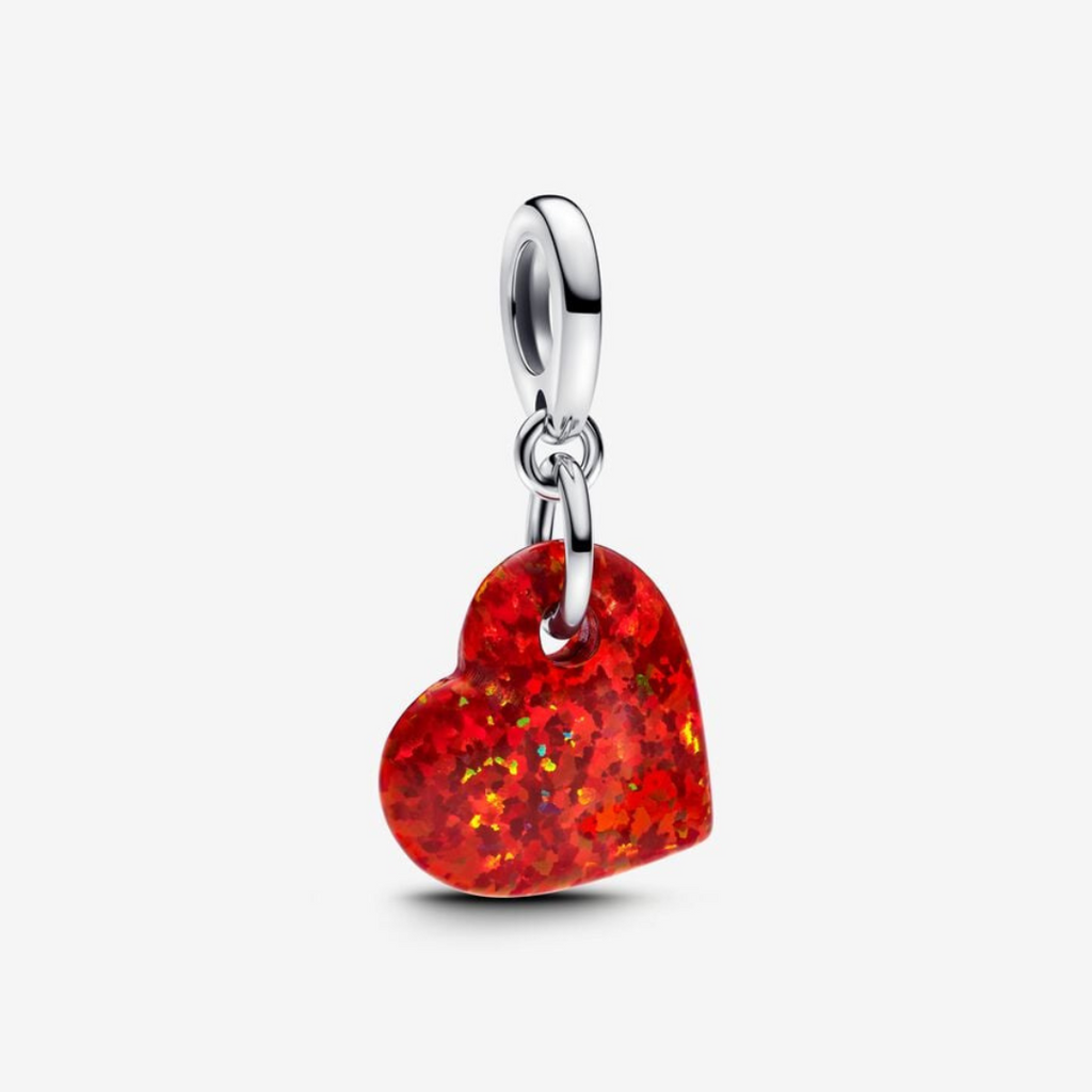 Charm Colgante Corazón Rojo Opalescente