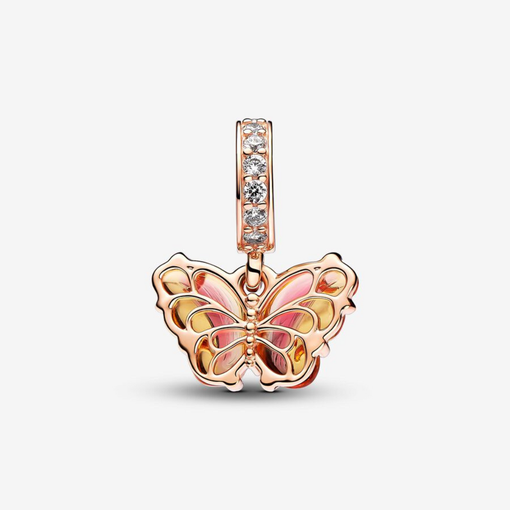Charm Mariposa de Murano Rosa y Amarillo