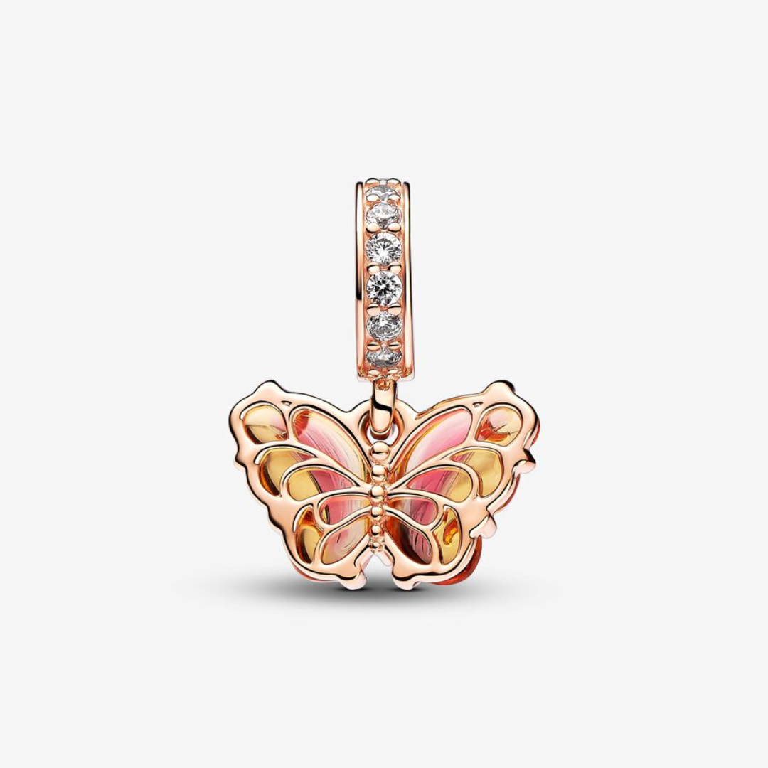 Charm Mariposa de Murano Rosa y Amarillo