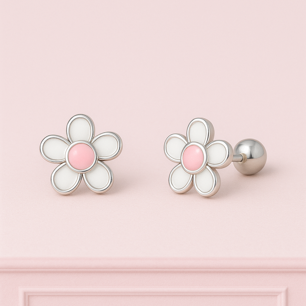 Aretes Flor Blanca