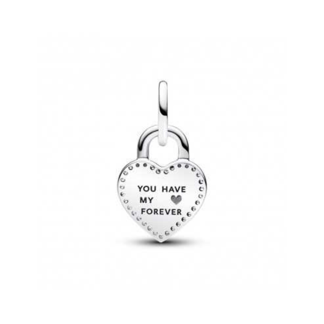 Charm Doble Corazón Candado Giratorio