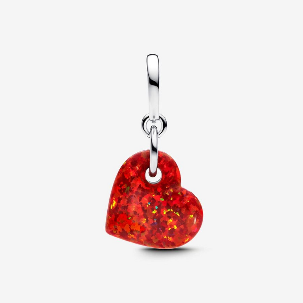 Charm Colgante Corazón Rojo Opalescente