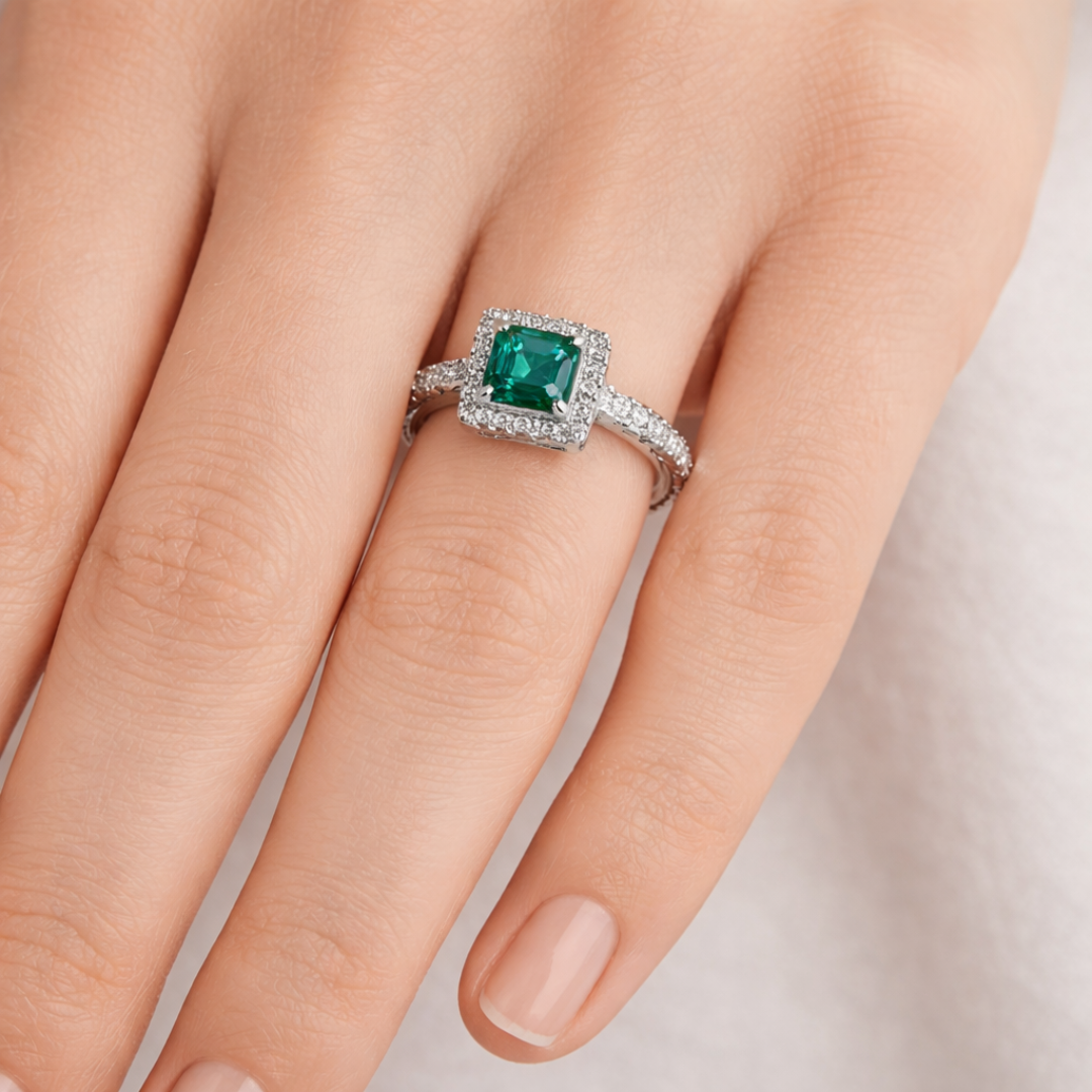Anillo Cuadrado Clasico Verde