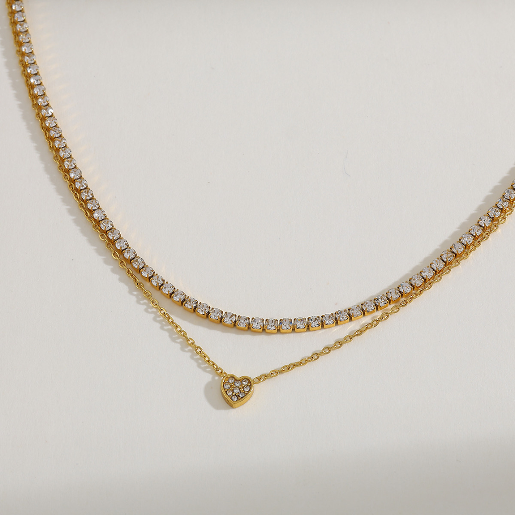 Collar Double Tennis Heart
