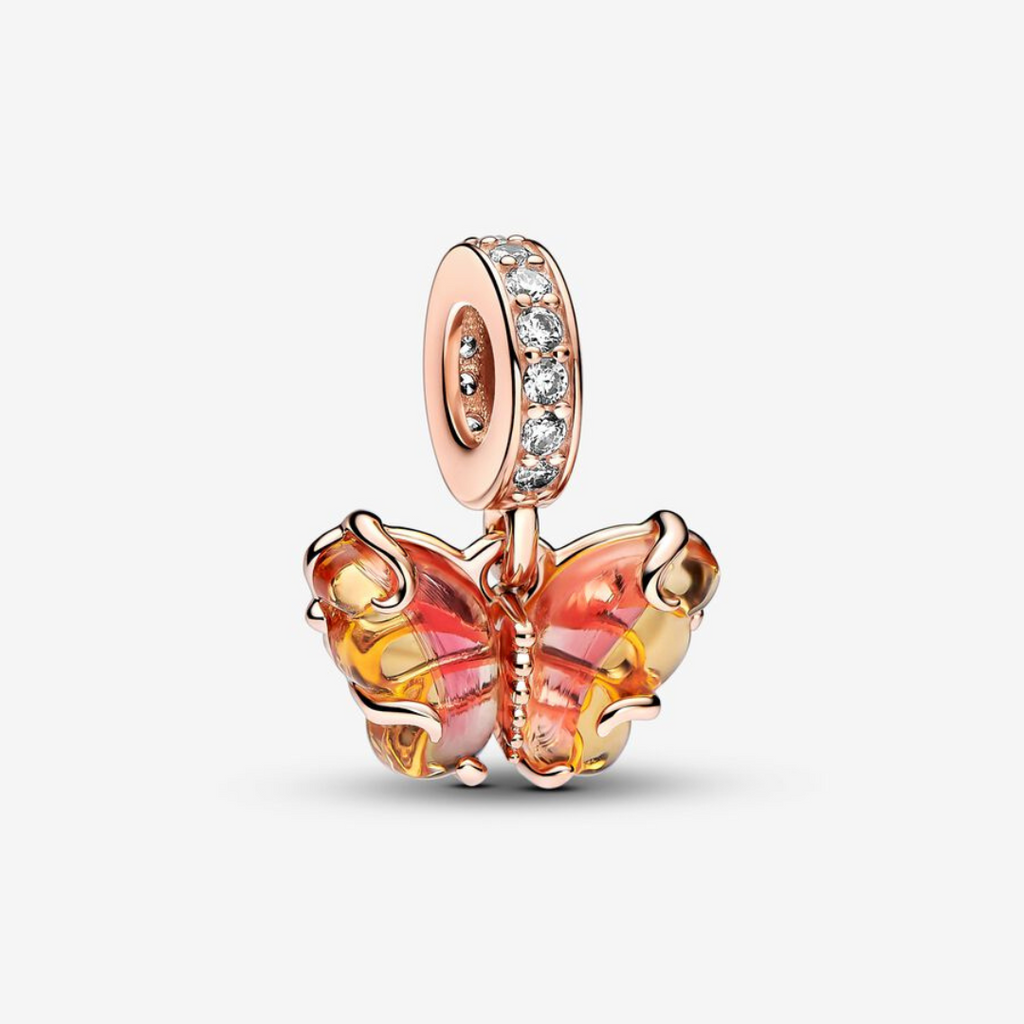 Charm Mariposa de Murano Rosa y Amarillo