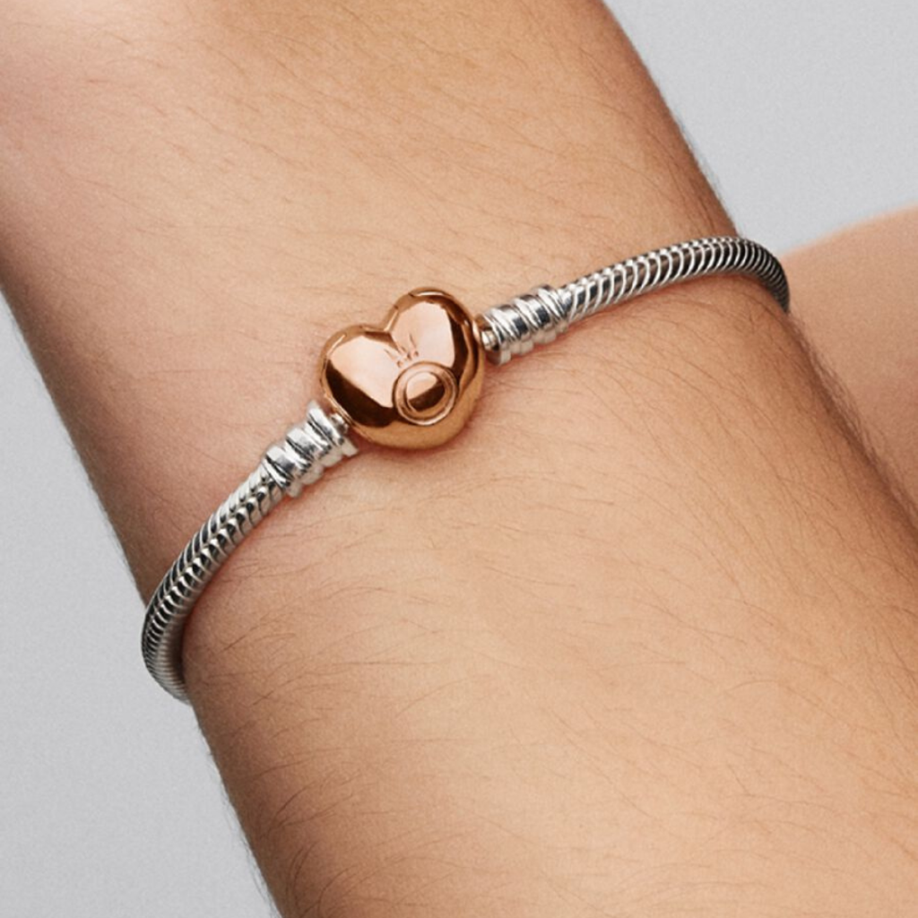 Pulsera Flexible de Corazón Gold Rose