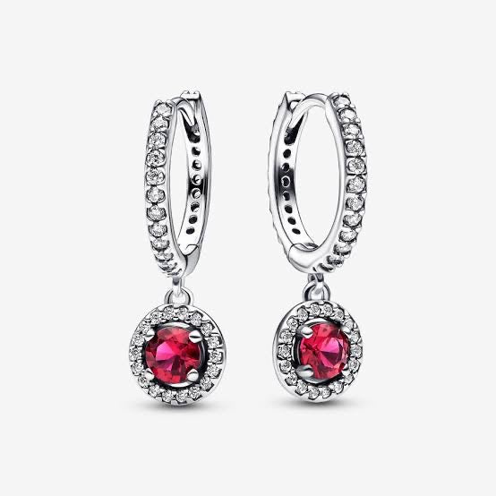 Aretes Arracada Zirconia Roja