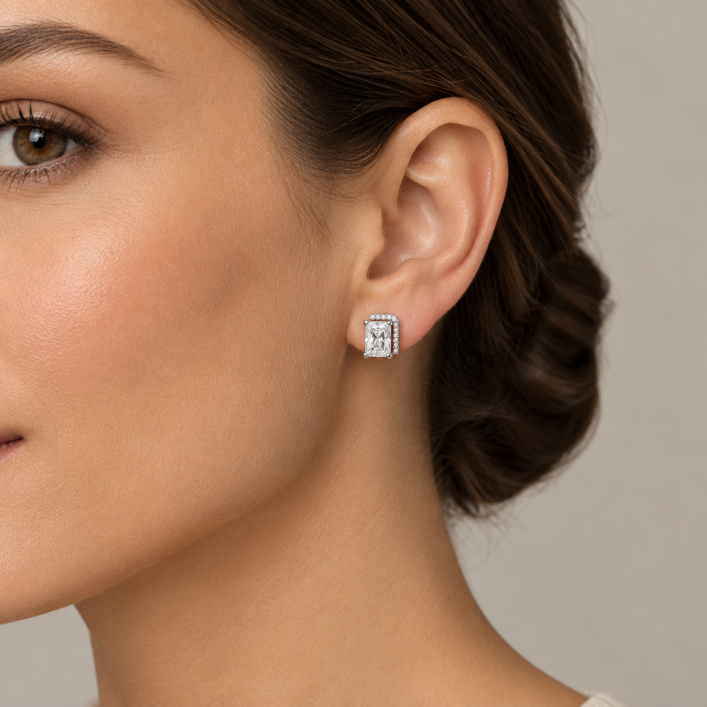 Aretes Zirconia Rectangular