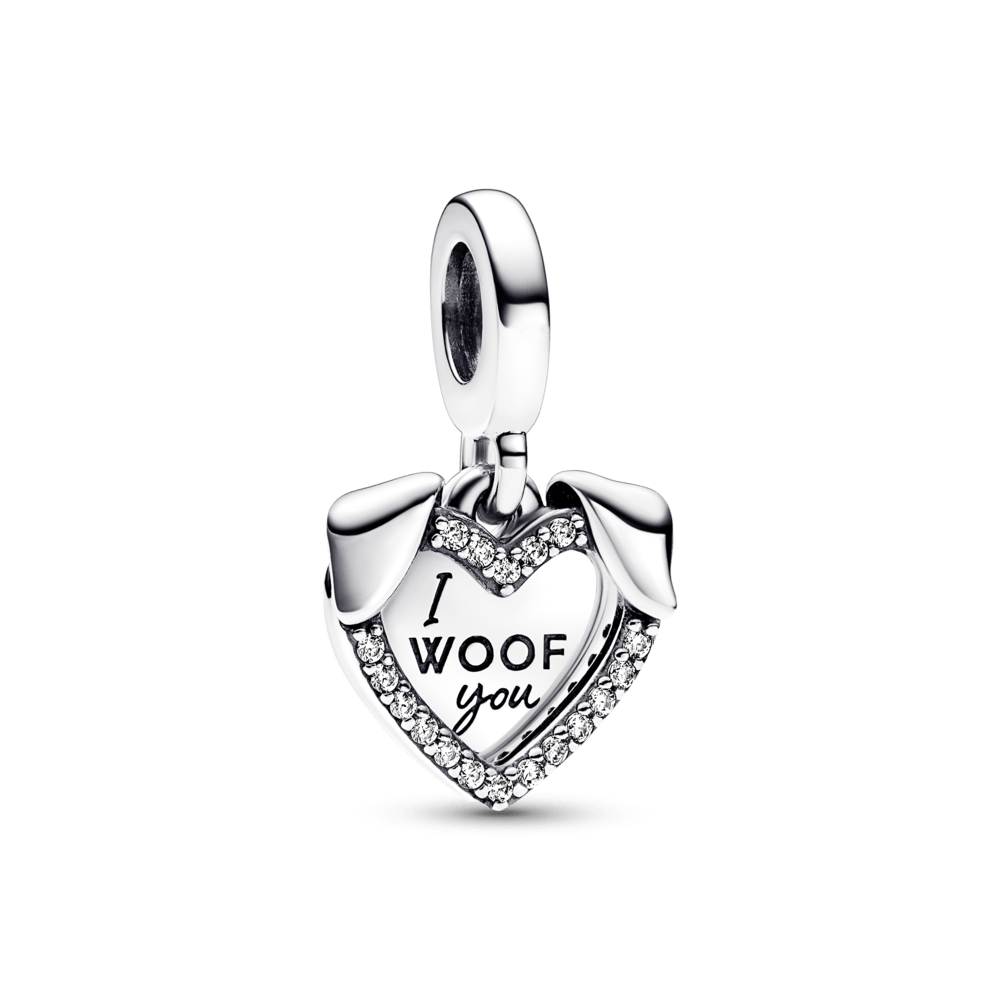 Charm de corazon con orejas de perro