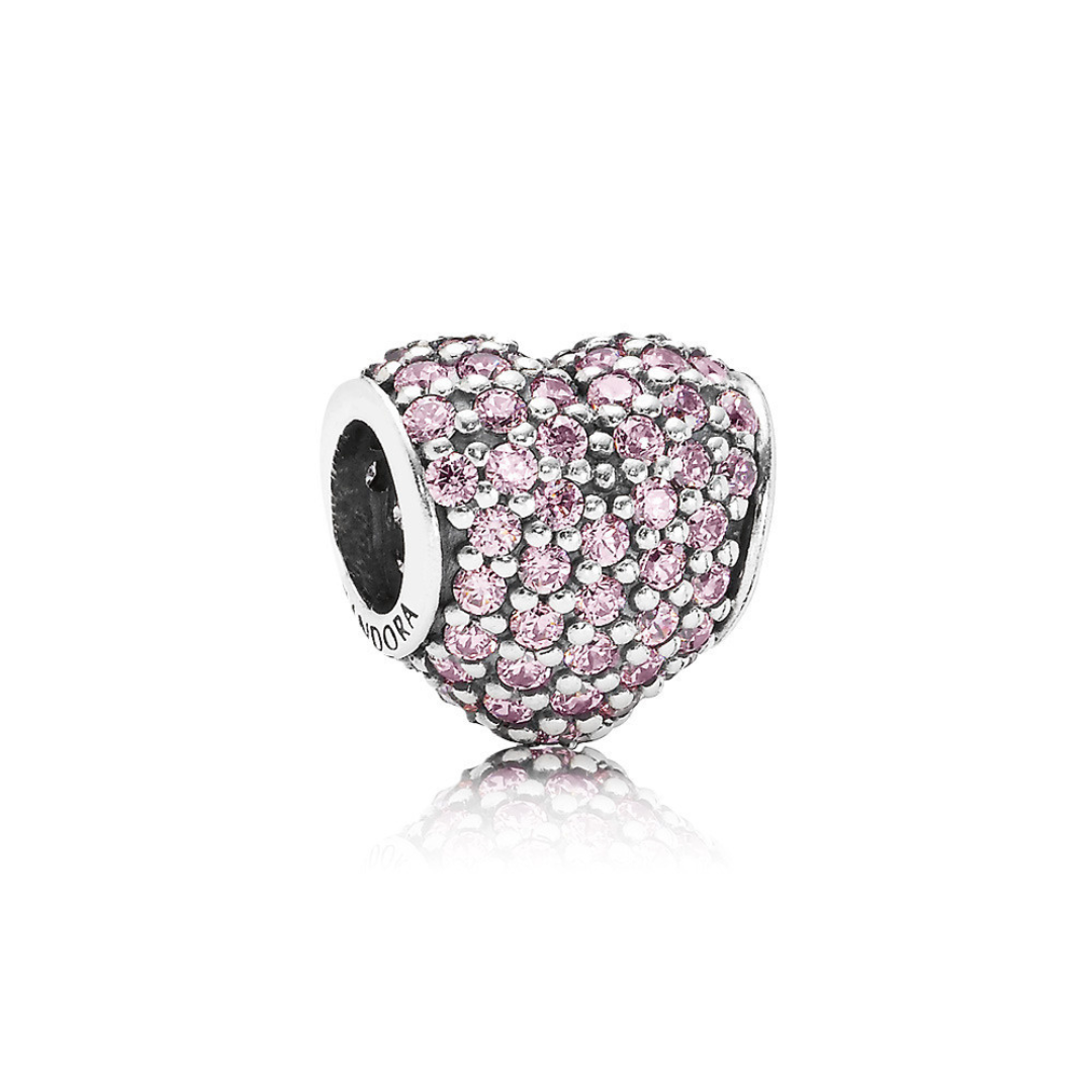 Charm Corazón Pave Rosa
