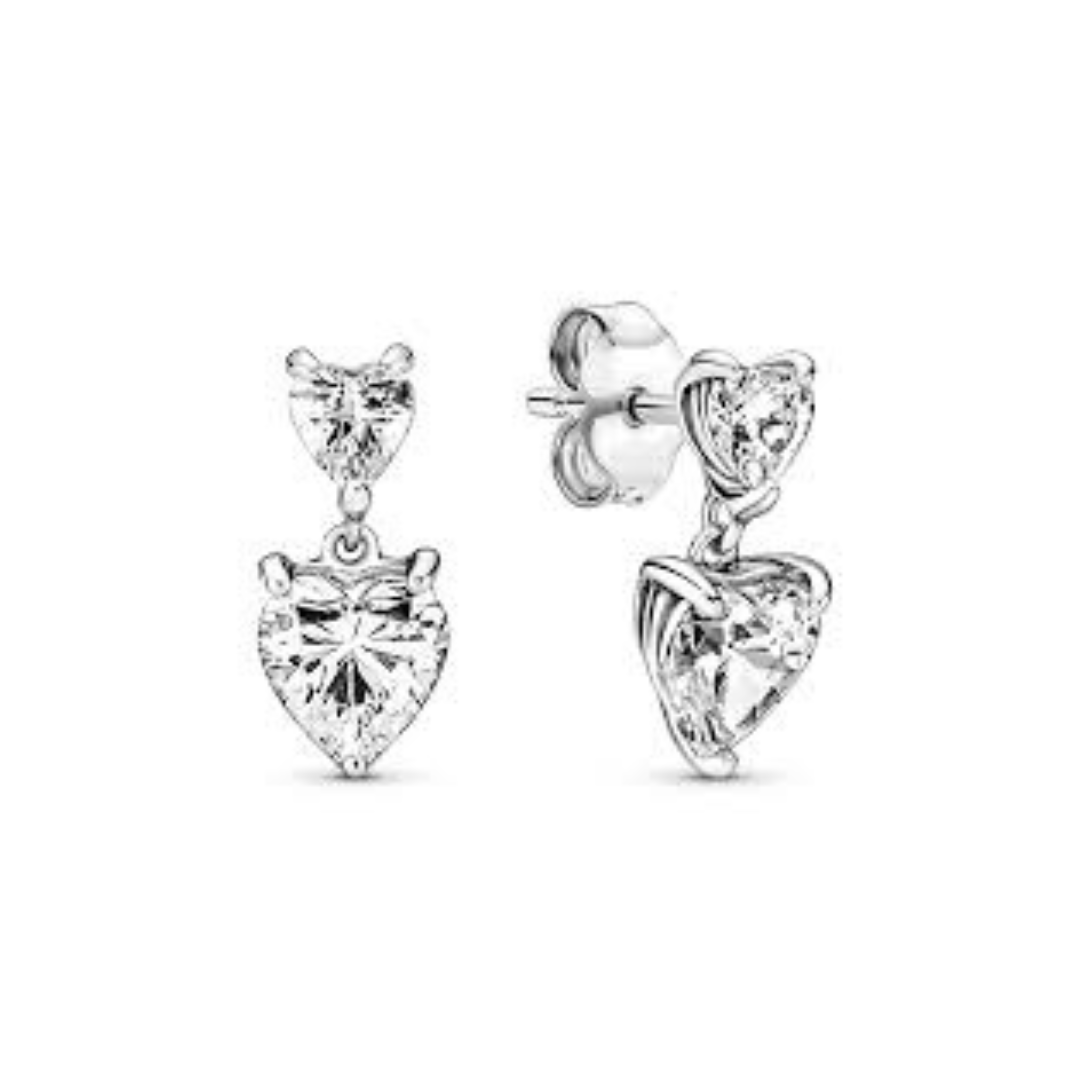 Aretes Doble Corazón Zirconia